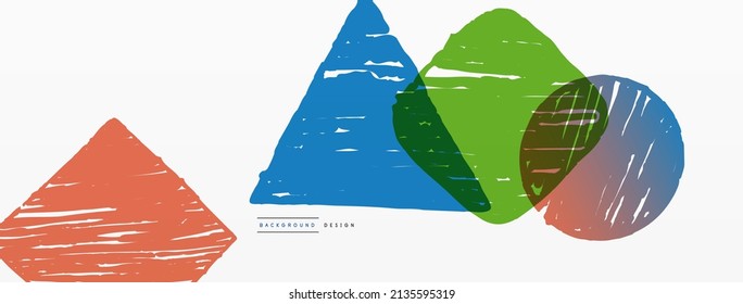Antecedentes abstractos. Forma geométrica dibujada a mano - cuadrado, círculo y triángulo. Plantilla de concepto de negocio de la artesanía para papel de pared, banner, fondo o aterrizaje