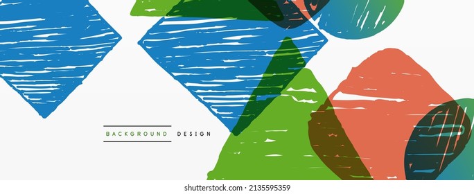 Abstract background. Hand drawn geometric shape - square, circle and triangle. Craft business concept template for wallpaper, banner, background or landing