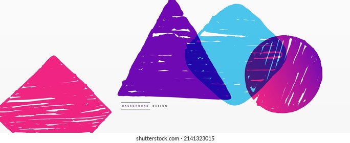 Antecedentes abstractos. Forma geométrica dibujada a mano - cuadrado, círculo y triángulo. Plantilla de concepto de negocio de la artesanía para papel de pared, banner, fondo o aterrizaje