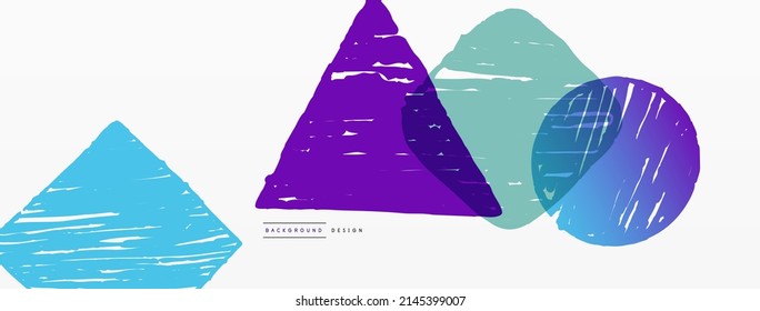 Antecedentes abstractos. Forma geométrica dibujada a mano - cuadrado, círculo y triángulo. Plantilla de concepto de negocio de la artesanía para papel de pared, banner, fondo o aterrizaje