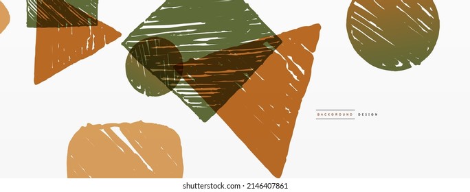 Antecedentes abstractos. Forma geométrica dibujada a mano - cuadrado, círculo y triángulo. Plantilla de concepto de negocio de la artesanía para papel de pared, banner, fondo o aterrizaje