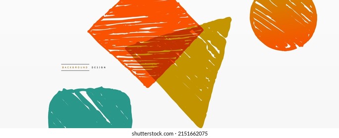 Abstract background. Hand drawn geometric shape - square, circle and triangle. Craft business concept template for wallpaper, banner, background or landing