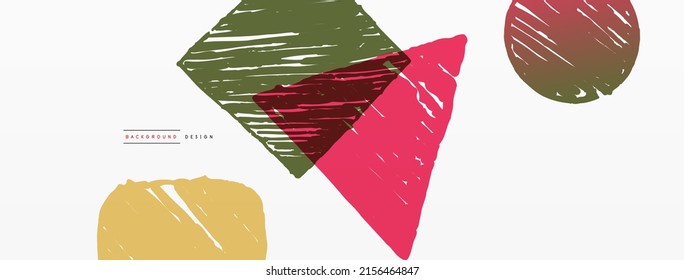 Antecedentes abstractos. Forma geométrica dibujada a mano - cuadrado, círculo y triángulo. Plantilla de concepto de negocio de la artesanía para papel de pared, banner, fondo o aterrizaje