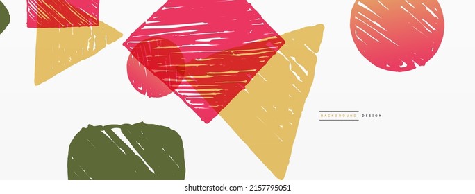 Abstract background. Hand drawn geometric shape - square, circle and triangle. Craft business concept template for wallpaper, banner, background or landing