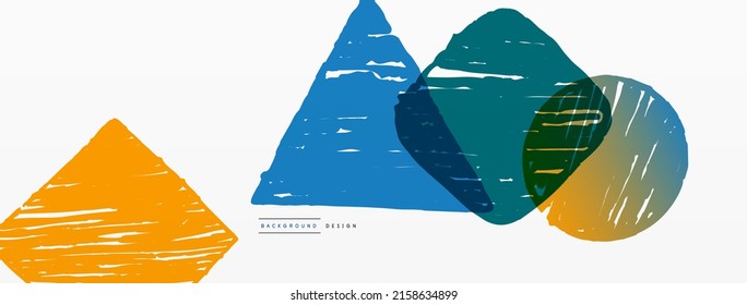 Abstract background. Hand drawn geometric shape - square, circle and triangle. Craft business concept template for wallpaper, banner, background or landing