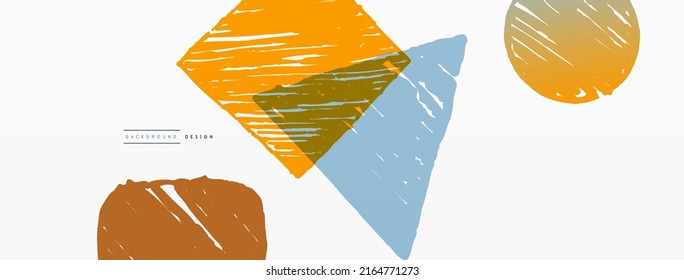 Abstract background. Hand drawn geometric shape - square, circle and triangle. Craft business concept template for wallpaper, banner, background or landing