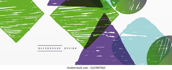 Abstract background. Hand drawn geometric shape - square, circle and triangle. Craft business concept template for wallpaper, banner, background or landing