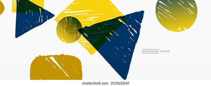 Abstract background. Hand drawn geometric shape - square, circle and triangle. Craft business concept template for wallpaper, banner, background or landing