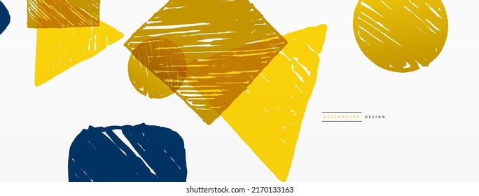 Abstract background. Hand drawn geometric shape - square, circle and triangle. Craft business concept template for wallpaper, banner, background or landing