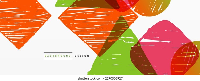 Abstract background. Hand drawn geometric shape - square, circle and triangle. Craft business concept template for wallpaper, banner, background or landing