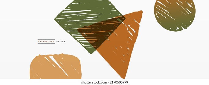 Abstract background. Hand drawn geometric shape - square, circle and triangle. Craft business concept template for wallpaper, banner, background or landing