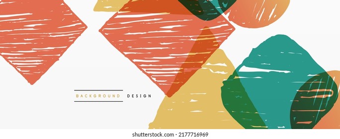 Antecedentes abstractos. Forma geométrica dibujada a mano - cuadrado, círculo y triángulo. Plantilla de concepto de negocio de la artesanía para papel de pared, banner, fondo o aterrizaje