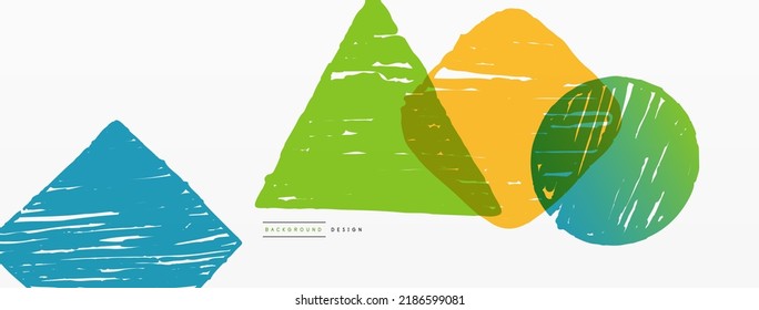 Abstract background. Hand drawn geometric shape - square, circle and triangle. Craft business concept template for wallpaper, banner, background or landing