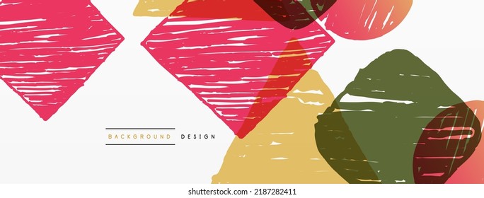 Abstract background. Hand drawn geometric shape - square, circle and triangle. Craft business concept template for wallpaper, banner, background or landing