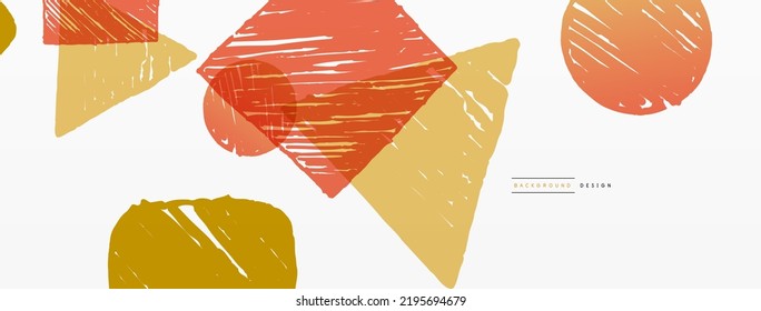 Abstract background. Hand drawn geometric shape - square, circle and triangle. Craft business concept template for wallpaper, banner, background or landing