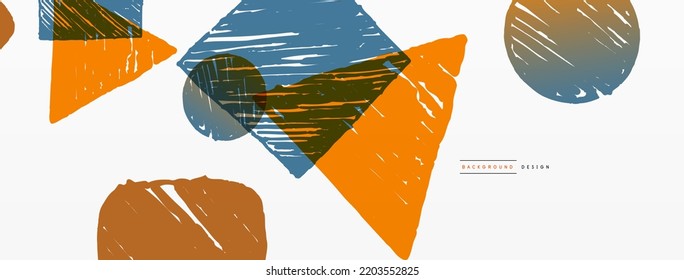 Abstract background. Hand drawn geometric shape - square, circle and triangle. Craft business concept template for wallpaper, banner, background or landing