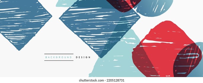 Antecedentes abstractos. Forma geométrica dibujada a mano - cuadrado, círculo y triángulo. Plantilla de concepto de negocio de la artesanía para papel de pared, banner, fondo o aterrizaje