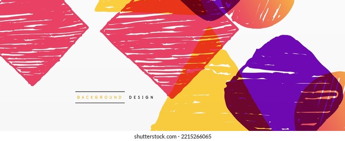 Abstract background. Hand drawn geometric shape - square, circle and triangle. Craft business concept template for wallpaper, banner, background or landing