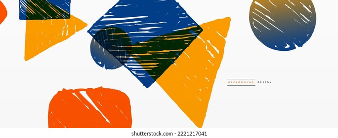 Abstract background. Hand drawn geometric shape - square, circle and triangle. Craft business concept template for wallpaper, banner, background or landing