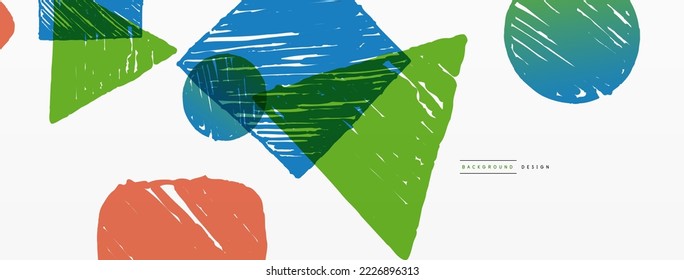 Abstract background. Hand drawn geometric shape - square, circle and triangle. Craft business concept template for wallpaper, banner, background or landing