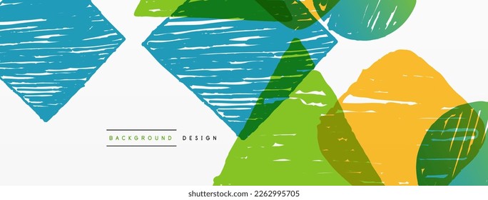 Abstract background. Hand drawn geometric shape - square, circle and triangle. Craft business concept template for wallpaper, banner, background or landing