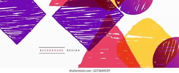 Antecedentes abstractos. Forma geométrica dibujada a mano - cuadrado, círculo y triángulo. Plantilla de concepto de negocio de la artesanía para papel de pared, banner, fondo o aterrizaje