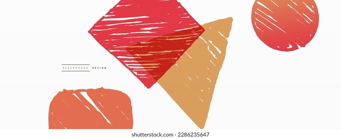 Abstract background. Hand drawn geometric shape - square, circle and triangle. Craft business concept template for wallpaper, banner, background or landing