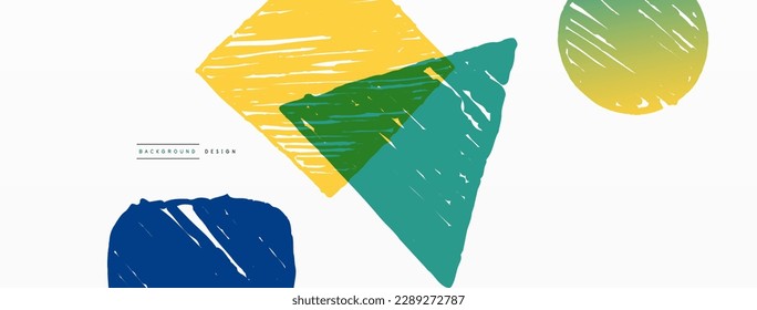 Abstract background. Hand drawn geometric shape - square, circle and triangle. Craft business concept template for wallpaper, banner, background or landing
