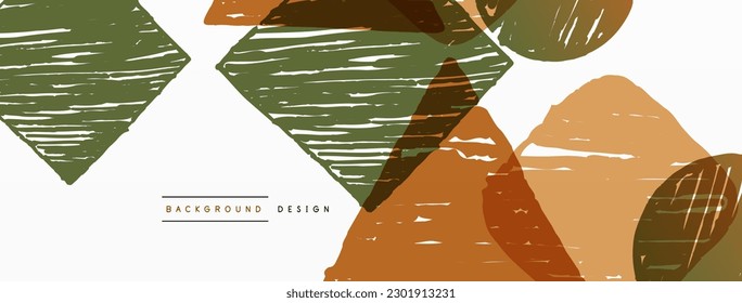 Abstract background. Hand drawn geometric shape - square, circle and triangle. Craft business concept template for wallpaper, banner, background or landing