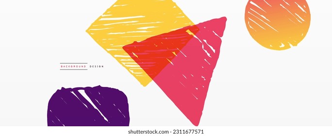 Abstract background. Hand drawn geometric shape - square, circle and triangle. Craft business concept template for wallpaper, banner, background or landing