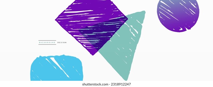 Abstract background. Hand drawn geometric shape - square, circle and triangle. Craft business concept template for wallpaper, banner, background or landing