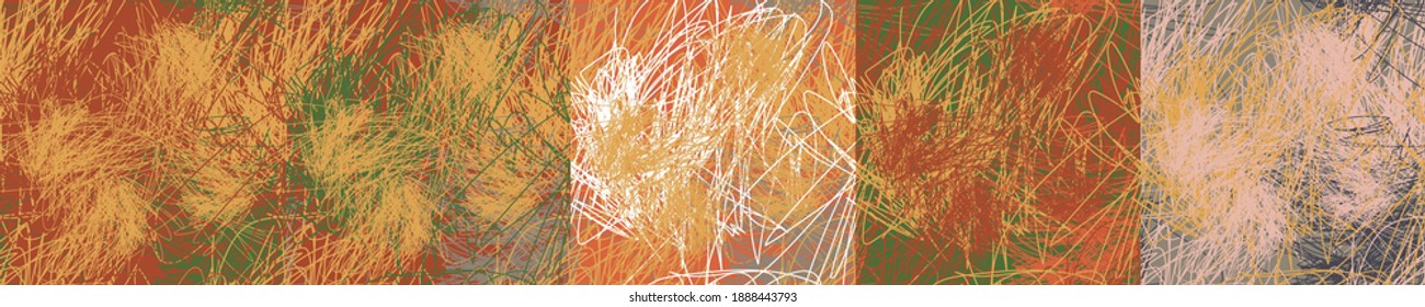 Abstract background with hand drawn lines. Grunge texture. Seamless pattern. Vector image. Set.