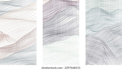 abstract background with hand drawn lines pattern and art natural landscape background 