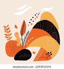 Abstract background with hand drawn organic shapes. Vector illustration for your design