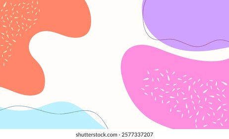 ABSTRACT BACKGROUND WITH HAND DRAWN ORGANIC SHAPES COLORFUL FLAT DESIGN VECTOR TEMPLATE FOR WALLPAPER, COVER DESIGN