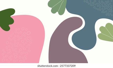 ABSTRACT BACKGROUND WITH HAND DRAWN ORGANIC SHAPES COLORFUL FLAT DESIGN VECTOR TEMPLATE FOR WALLPAPER, COVER DESIGN