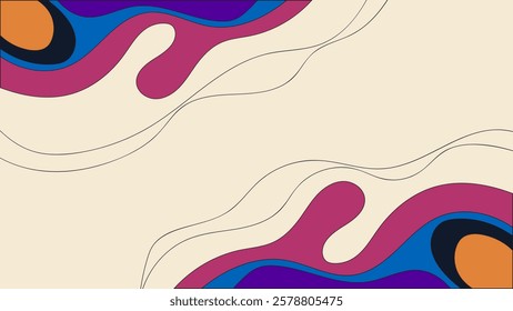 ABSTRACT BACKGROUND WITH HAND DRAWN ORGANIC SHAPES COLORFUL FLAT DESIGN VECTOR TEMPLATE FOR WALLPAPER, COVER DESIGN