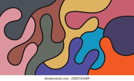 ABSTRACT BACKGROUND HAND DRAWN ORGANIC SHAPES PASTEL COLORFUL FLAT DESIGN VECTOR TEMPLATE GOOD FOR MODERN BUSINESS PRESENTATION, POSTER, COVER DESIGN 