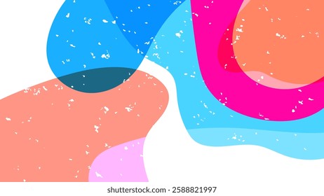 ABSTRACT BACKGROUND HAND DRAWN ORGANIC SHAPES WITH MESSY GRAIN COLORFUL FLAT DESIGN VECTOR TEMPLATE FOR WALLPAPER, COVER DESIGN