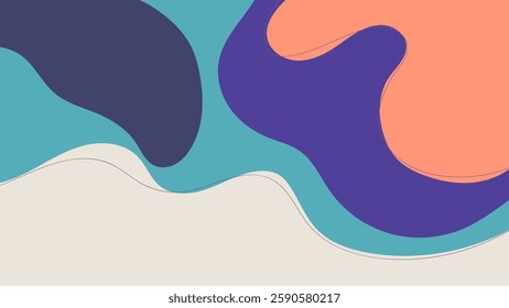 ABSTRACT BACKGROUND HAND DRAWN ORGANIC SHAPES WITH COLORFUL PASTEL FLAT DESIGN VECTOR TEMPLATE FOR WALLPAPER, COVER DESIGN