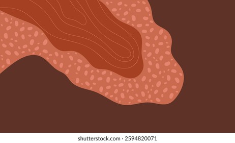 ABSTRACT BACKGROUND HAND DRAWN ORGANIC SHAPES WITH LINES. PASTEL BROWN RED COLOR FLAT DESIGN VECTOR TEMPLATE FOR WALLPAPER, COVER DESIGN