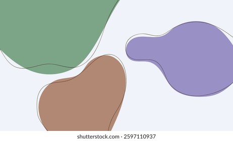 ABSTRACT BACKGROUND HAND DRAWN ORGANIC SHAPES WITH LINES. FLAT COLOR DESIGN VECTOR TEMPLATE FOR WALLPAPER, COVER DESIGN
