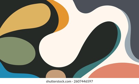 ABSTRACT BACKGROUND HAND DRAWN ORGANIC SHAPES. PASTEL COLOR FLAT DESIGN VECTOR TEMPLATE FOR WALLPAPER, COVER DESIGN