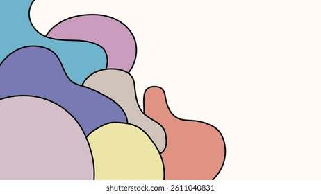 ABSTRACT BACKGROUND HAND DRAWN ORGANIC SHAPES WITH COPY SPACE AREA FLAT PASTEL COLORFUL DESIGN VECTOR TEMPLATE FOR WALLPAPER, COVER DESIGN