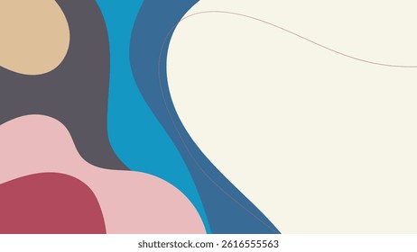 ABSTRACT BACKGROUND HAND DRAWN ORGANIC SHAPES. PASTEL COLOR FLAT MEMPHIS DESIGN VECTOR TEMPLATE FOR WALLPAPER, COVER DESIGN