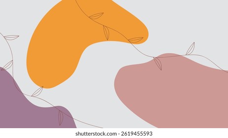 ABSTRACT BACKGROUND HAND DRAWN ORGANIC SHAPES WITH LEAF GREEN PASTEL FLAT DESIGN VECTOR TEMPLATE FOR WALLPAPER, COVER DESIGN