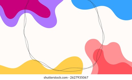 ABSTRACT BACKGROUND HAND DRAWN ORGANIC SHAPES COLORFUL FLAT DESIGN VECTOR TEMPLATE FOR WALLPAPER, COVER DESIGN