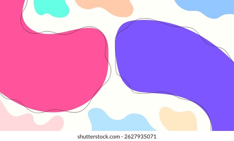 FORMAS ORGÁNICAS DIBUJADAS A MANO DE FONDO Abstractas PLANTILLA DE VECTOR DE DISEÑO PLANO COLORIDO PARA EL FONDO DE PANTALLA, DISEÑO DE CUBIERTA