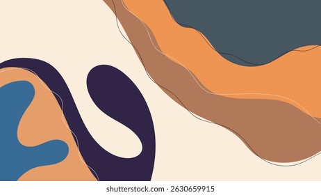 ABSTRACT BACKGROUND HAND DRAWN ORGANIC SHAPES. PASTEL COLOR FLAT DESIGN VECTOR TEMPLATE FOR WALLPAPER, COVER DESIGN