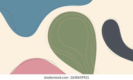 ABSTRACT BACKGROUND HAND DRAWN ORGANIC SHAPES. PASTEL COLOR FLAT DESIGN VECTOR TEMPLATE FOR WALLPAPER, COVER DESIGN
